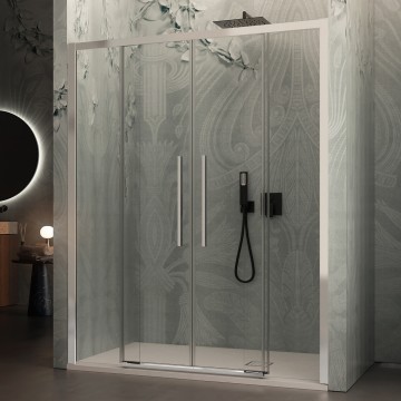 Porta doccia con ingresso centrale scorrevole senza profili h195 6mm EGA