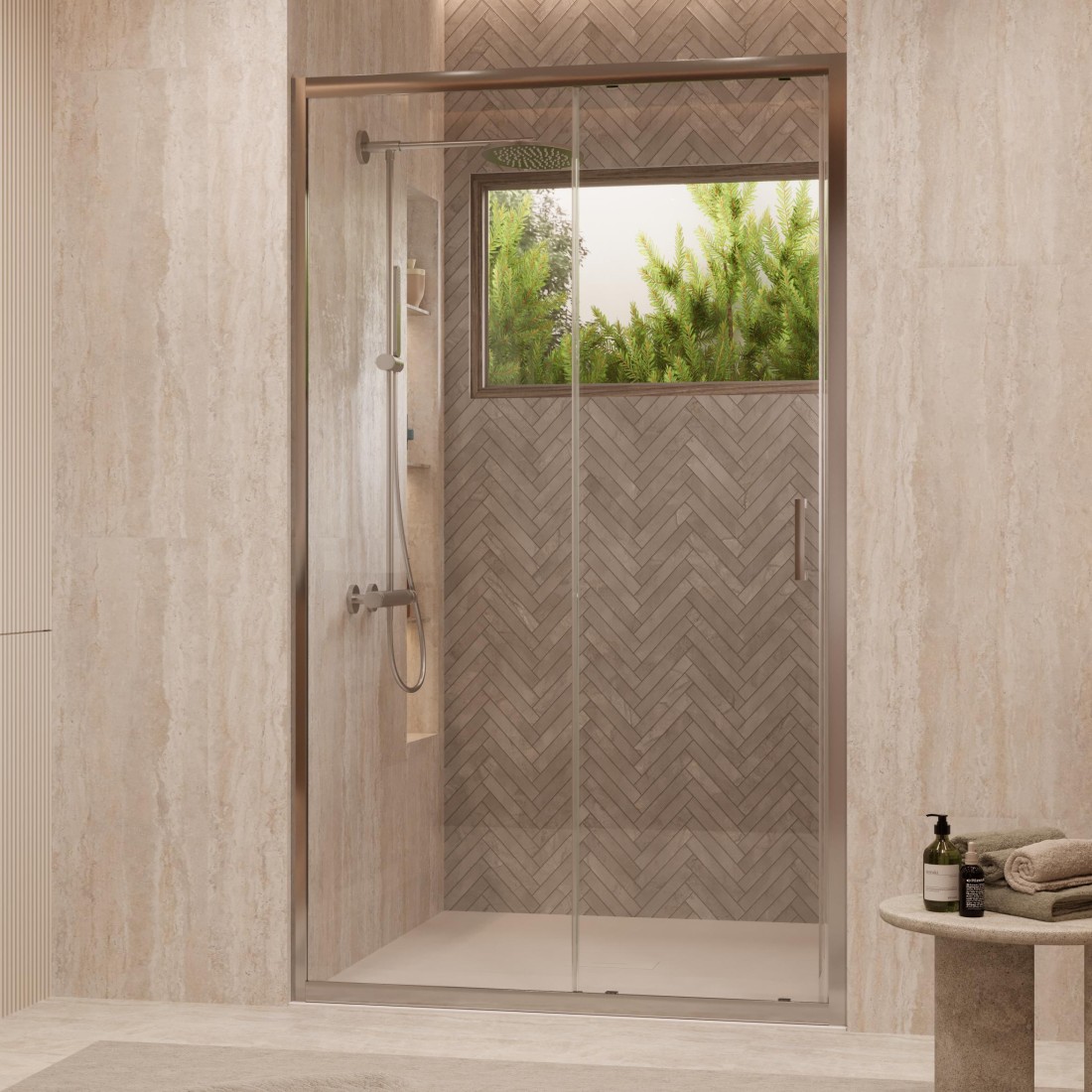 Porta doccia con profili cromati 1 anta scorrevole