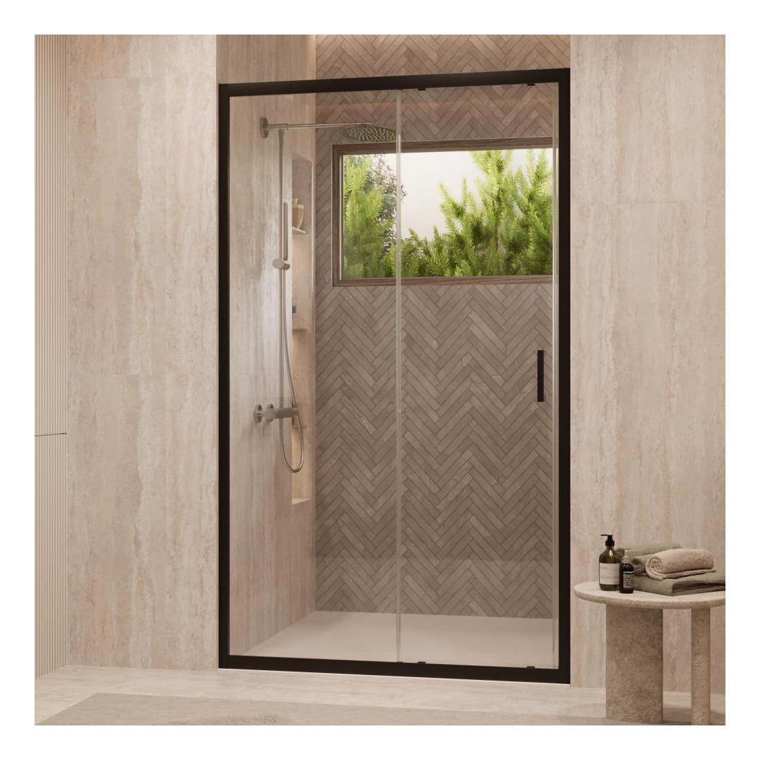 Box doccia con profili neri 1 anta scorrevole