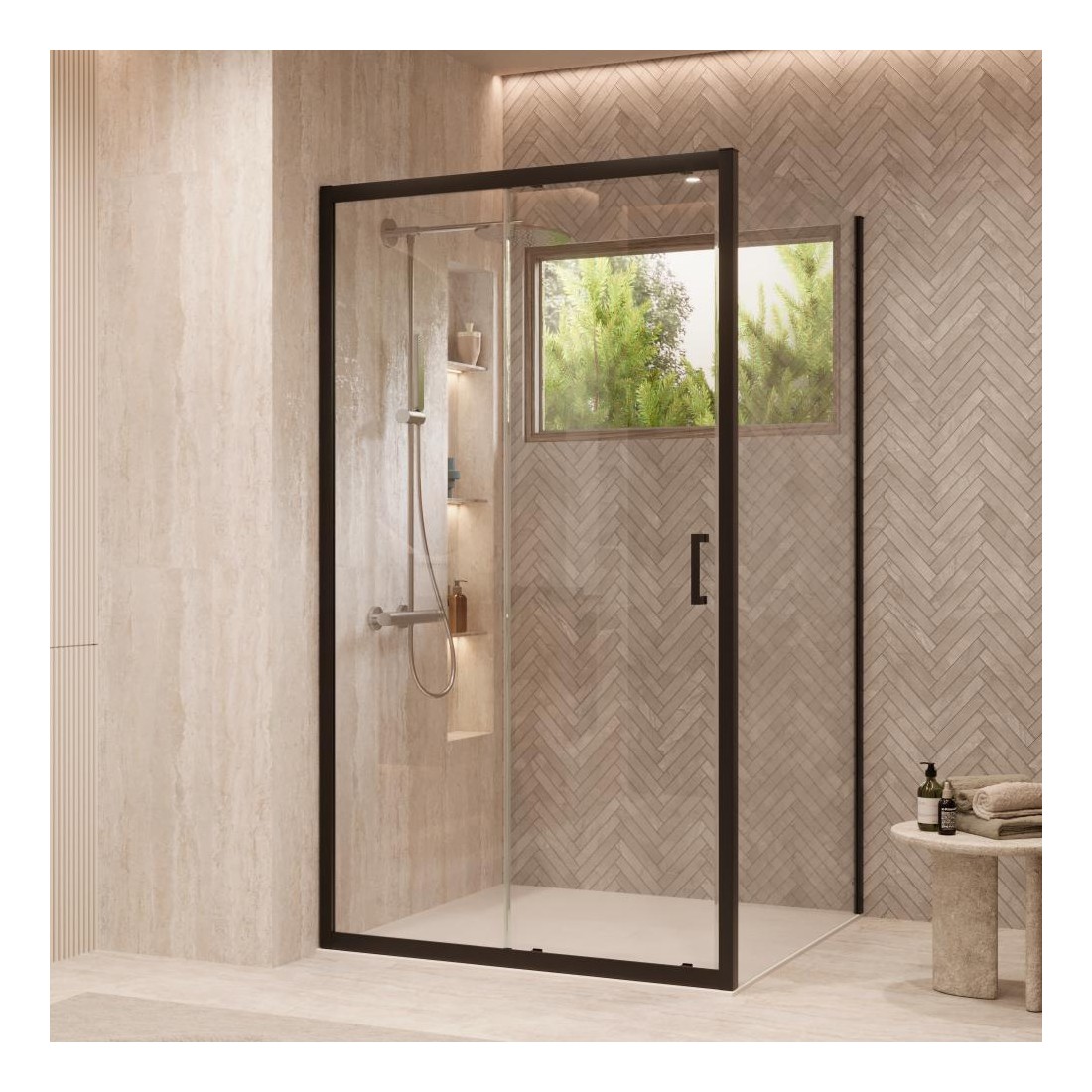 Box doccia con profili neri 1 anta scorrevole
