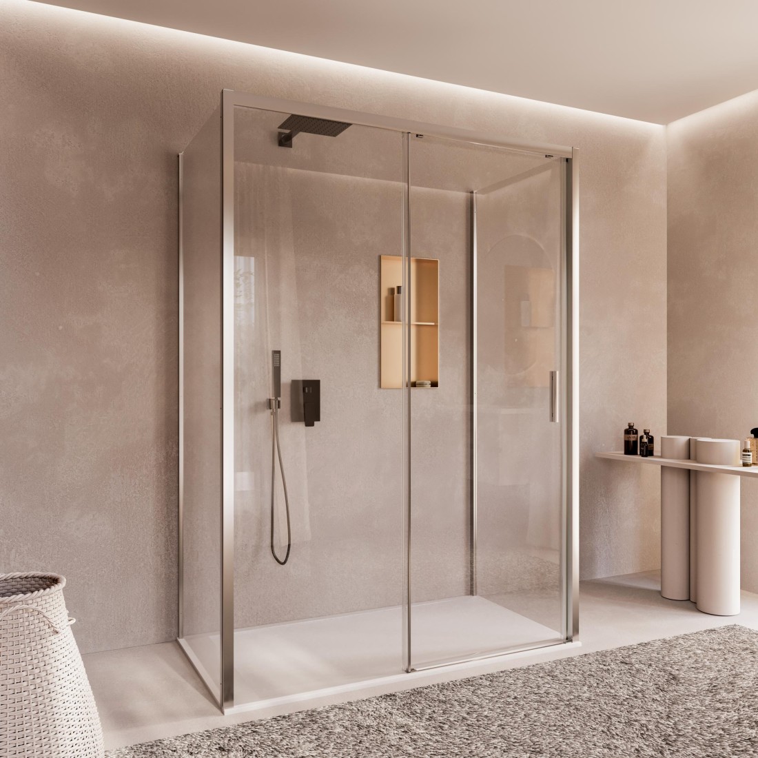 Box doccia tre lati in cristallo scorrevole