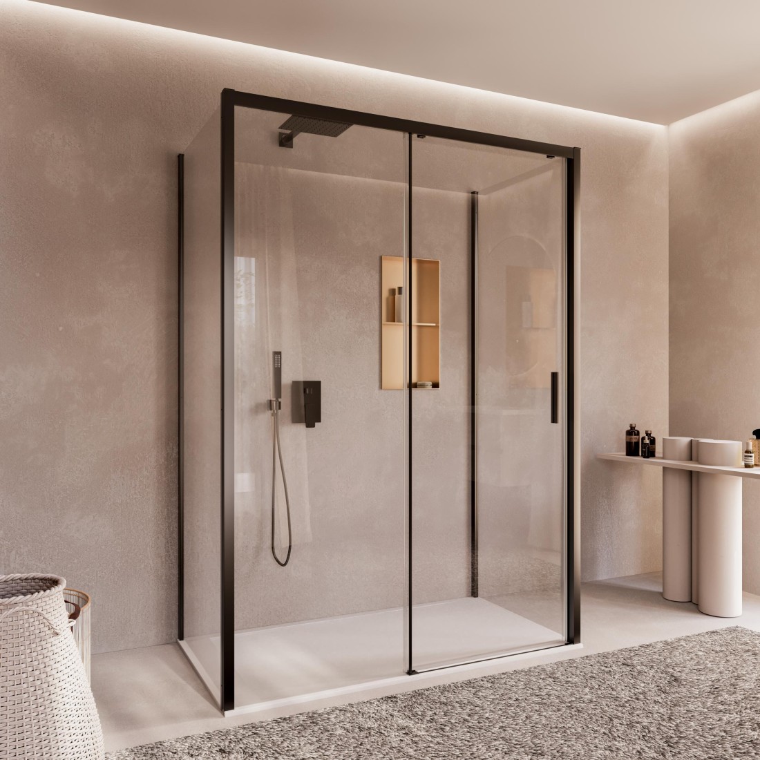 Box doccia tre lati in cristallo scorrevole
