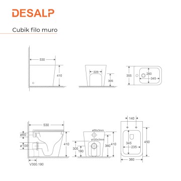 Sanitari filo muro bianco lucido wc e bidet CUBIK