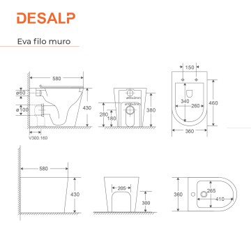 Sanitari filo muro traslati senza brida NEW EVA