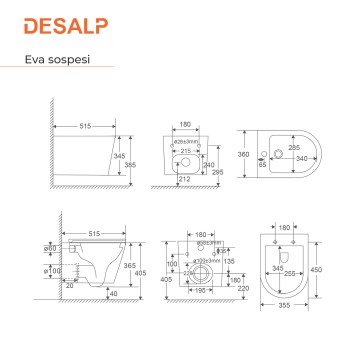 Sanitari sospesi senza brida NEW EVA