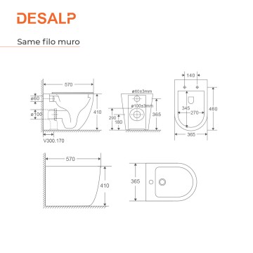 Sanitari filo muro bianco opaco senza brida NEW SA