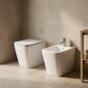 Sanitari filo muro bianco lucido wc e bidet CUBIK